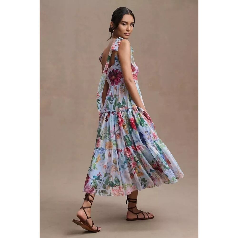 Anthropologie BHLDN Geisha Isabella Floral Tiered A-Line Midi Dress Size 6 NWOT - Picture 5 of 13
